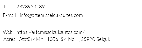 Artemis Seluk Suites telefon numaralar, faks, e-mail, posta adresi ve iletiim bilgileri